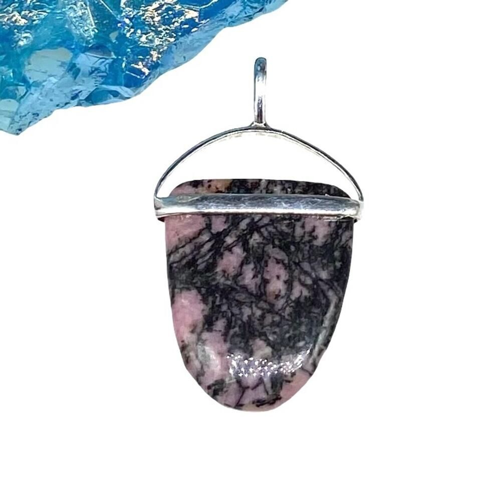 Rhodonite Necklace Pendant 925 Sterling Silver